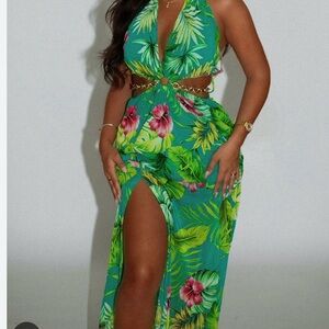 Tropical Vacay Halter Dress